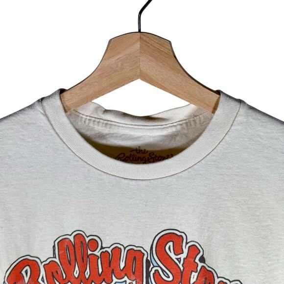 The Rolling Stones Adult Unisex Large Off White Hot Lips Band S/S T-Shirt Cotton - Picture 4 of 8